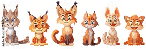 Cute Cartoon Bobcat Characters - Iconic Mascots for Your Pet-Friendly Collection and Animal Friends