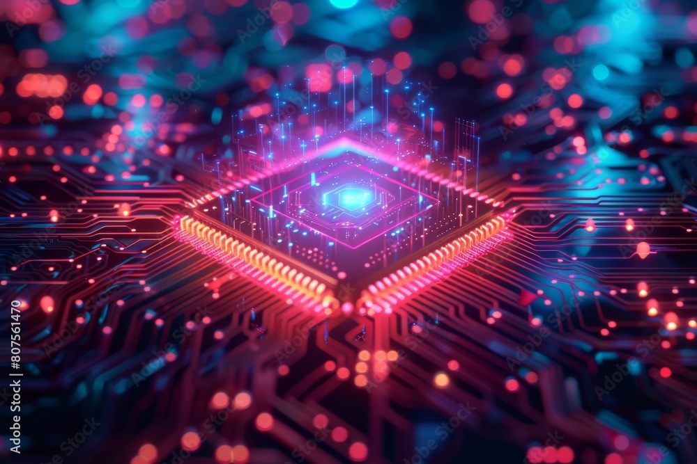 CPU processor microchip circuit board illustration created with generative ai CPU processor microchip circuit board illustration created with generative ai