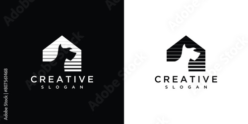 Doghouse real estate building logo design template. Building a dog house logo design