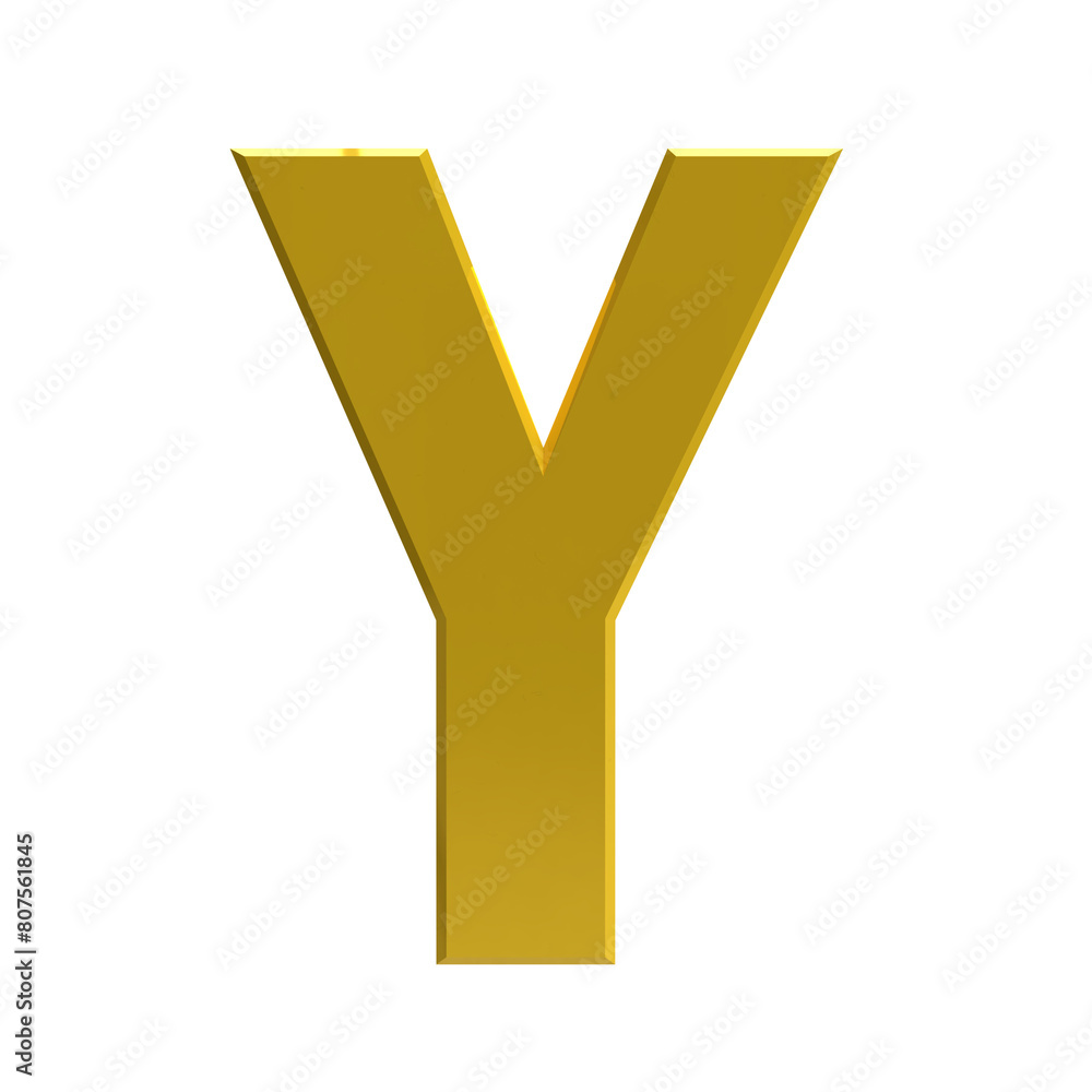 Fototapeta premium Letter Y gold with transparent background