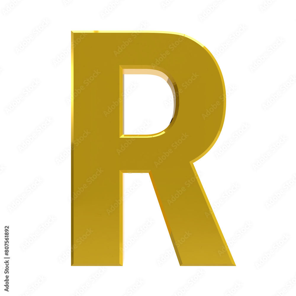 Letter R gold with transparent background Letter R gold with transparent background