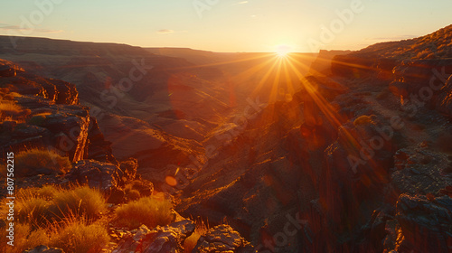 Sandstone formations . Beautiful Unusual landscapes,Sunset above desert dunes,Beautiful view of the Grand Canyon at sunset,Rock Lit Up by Orange Sunbrust from Lipan Point in the Grand Canyon
 photo