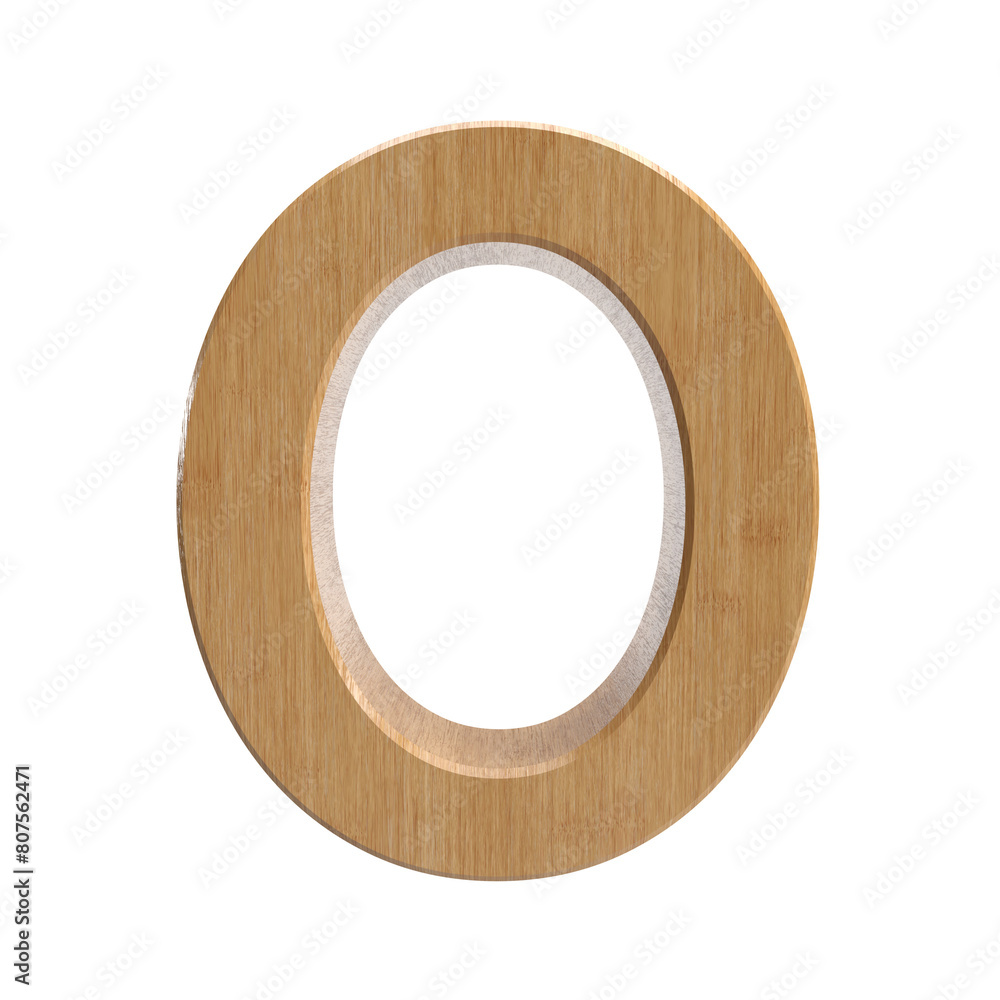 wooden number 0 on a white background wooden number 0 on a white background
