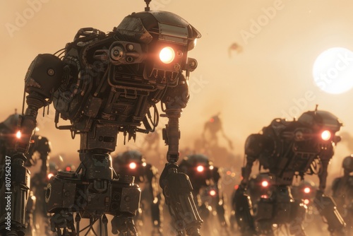 A battle against an army of machines controlled by a malevolent AI intent on exterminating humanity.