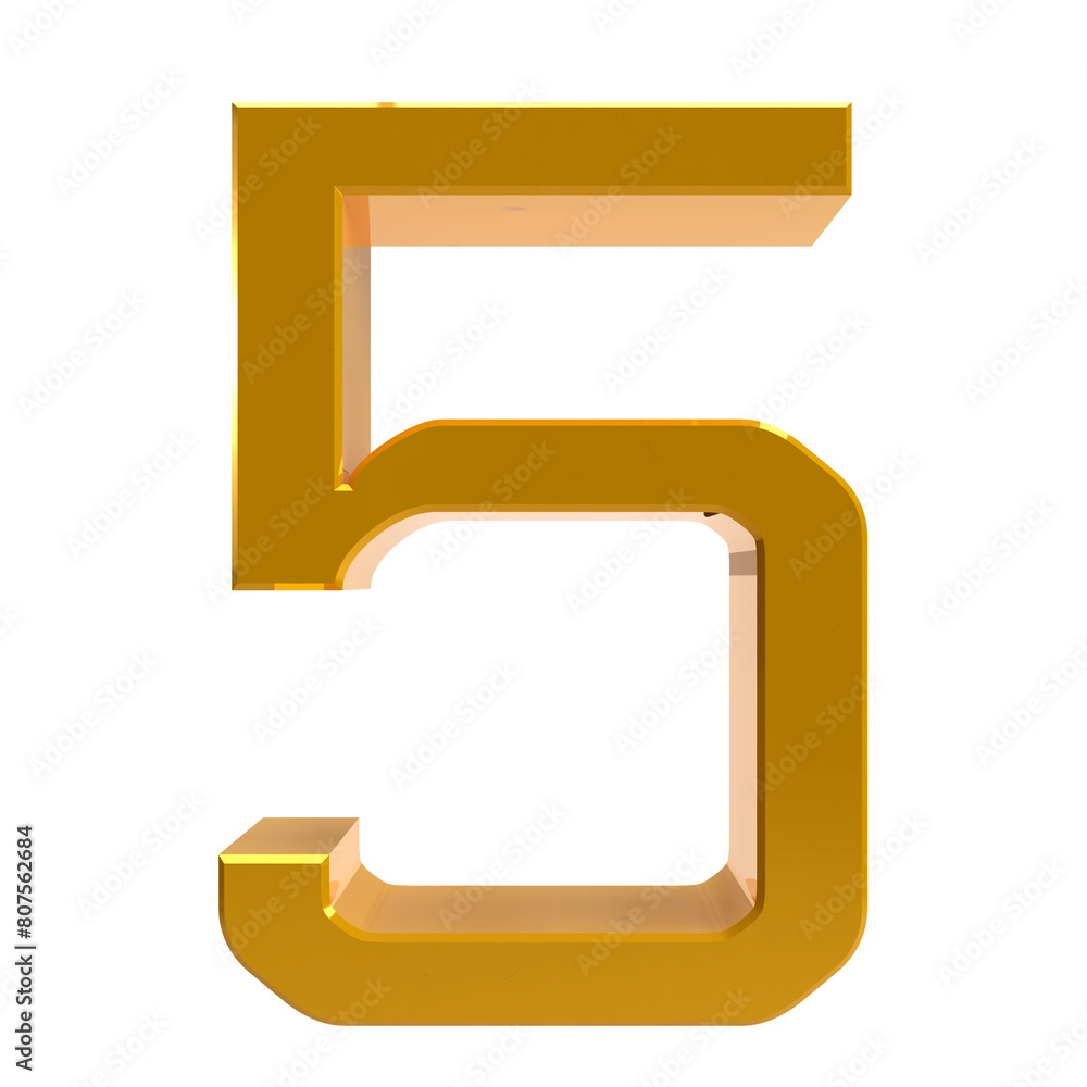 gold number 5 on a transparent background gold number 5 on a transparent background
