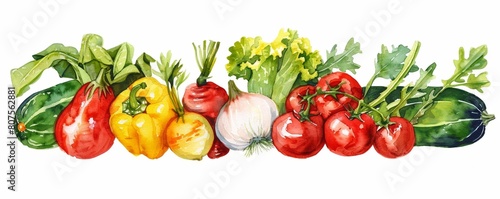 Vibrant Watercolor Vegetables Illustration © wpw