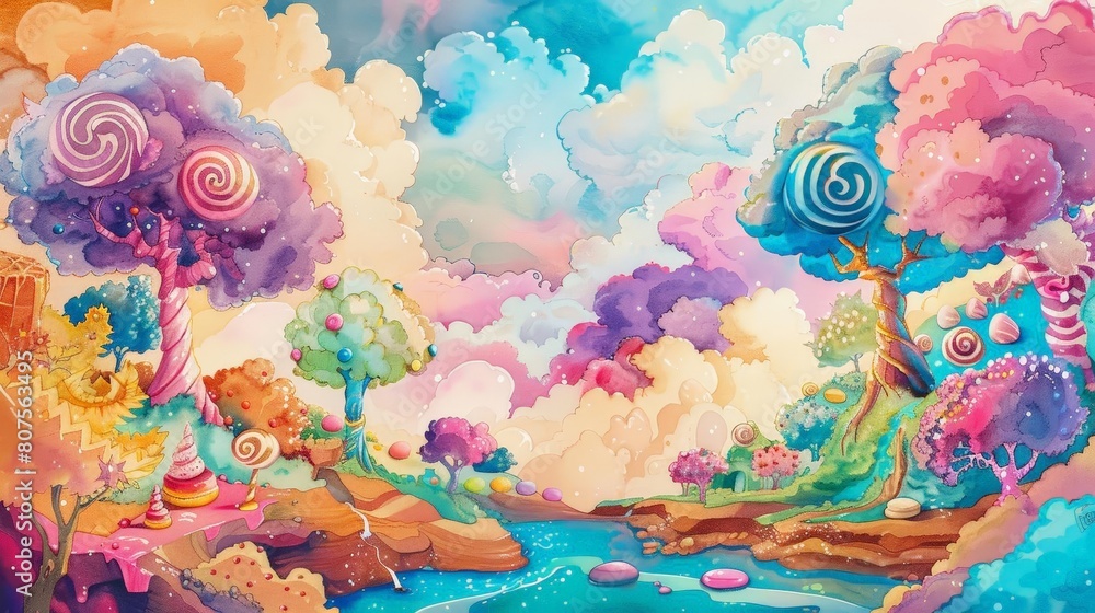sweet sorcery - themed wallpaper featuring a colorful array of flowers, including pink, purple, and blue blooms, set against a serene blue water backdrop