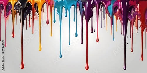White background, Dripping effect colorful, illustration