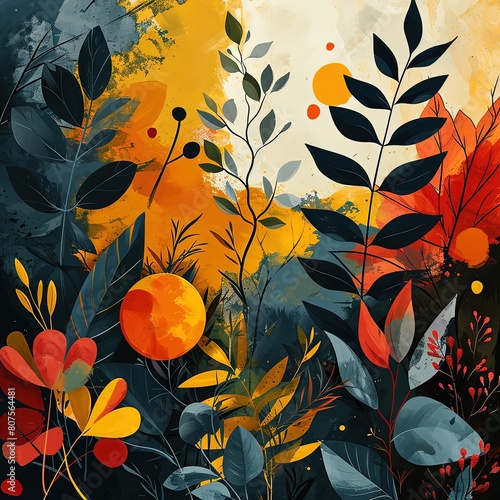 A cartoon vector with several different abstract shapes soft lines and shapes chalk and charcoal