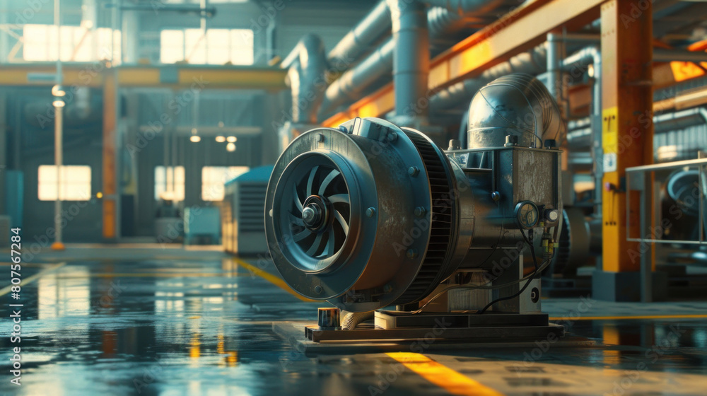 Adjacent to the factory, the compressor unit of the air conditioning system springs into action, its mechanical components working in harmony to deliver cool air to every corner of the facility. Adjacent to the factory, the compressor unit of the air conditioning system springs into action, its mechanical components working in harmony to deliver cool air to every corner of the facility.