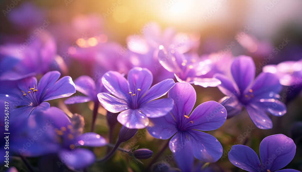 violet flowers in the morning light violet flowers in the morning light