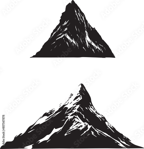 Mountains Black silhouette on white background 