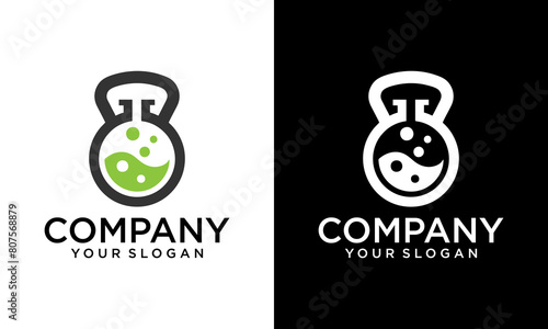 Creative fitness lab logo design vector silhouette illustration