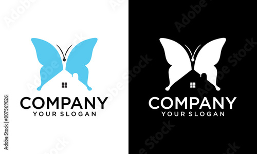 Creative modern Butterfly house logo template. Vector illustration. butterfly and house vector logo graphic modern photo