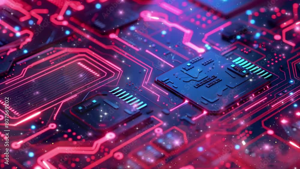 technology and science illustration. flat microelectronics circuits ...