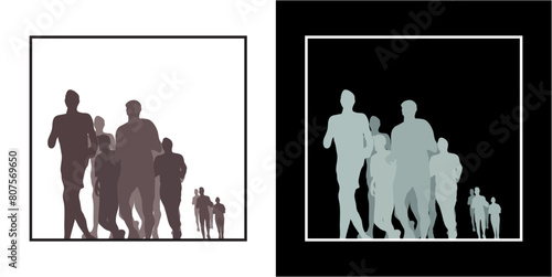 running with border black background and transparent, premium illustration vector ruining