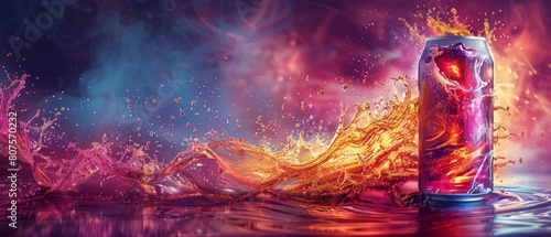 Advertisement for an energy drink emphasizing vibrancy and fluid motion to symbolize a surge of power photo