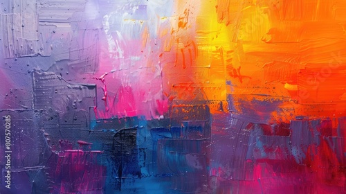 Abstract expressionist brush strokes in a lively color palette photo