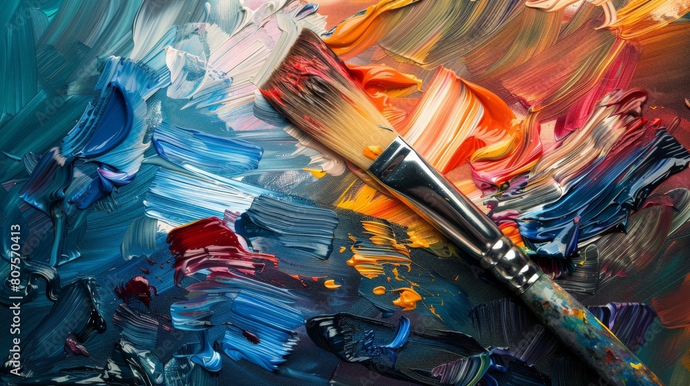 A paintbrush dipped into a palette of emotions, symbolizing the infusion of feelings into creative expression A paintbrush dipped into a palette of emotions, symbolizing the infusion of feelings into creative expression