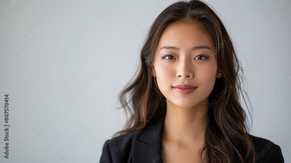 Corporate Communication, A real photo of a young Asian woman engaging in professional communication and collaboration against a white background. Corporate Communication, A real photo of a young Asian woman engaging in professional communication and collaboration against a white background.