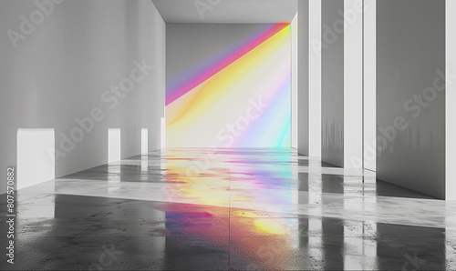 Futuristic Archway with Holographic Colors, Generate AI