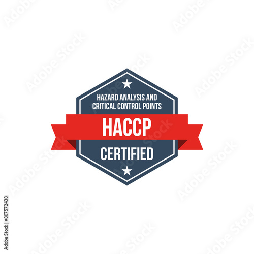 haccp hazard analysis and critical control points certified vector label, standard certificate badge, audit verification icon