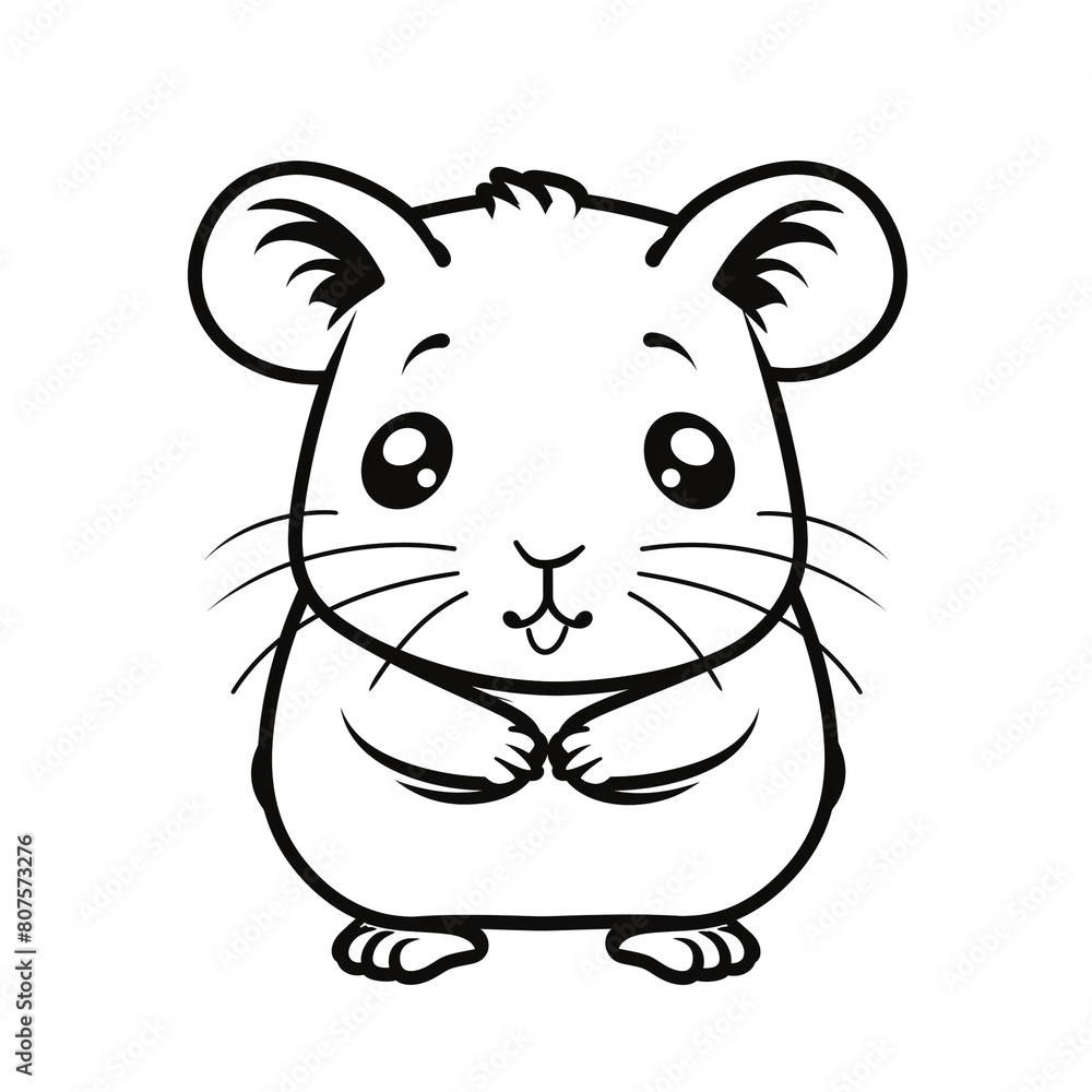 Fototapeta premium Cute 2D drawing feeling hamster
