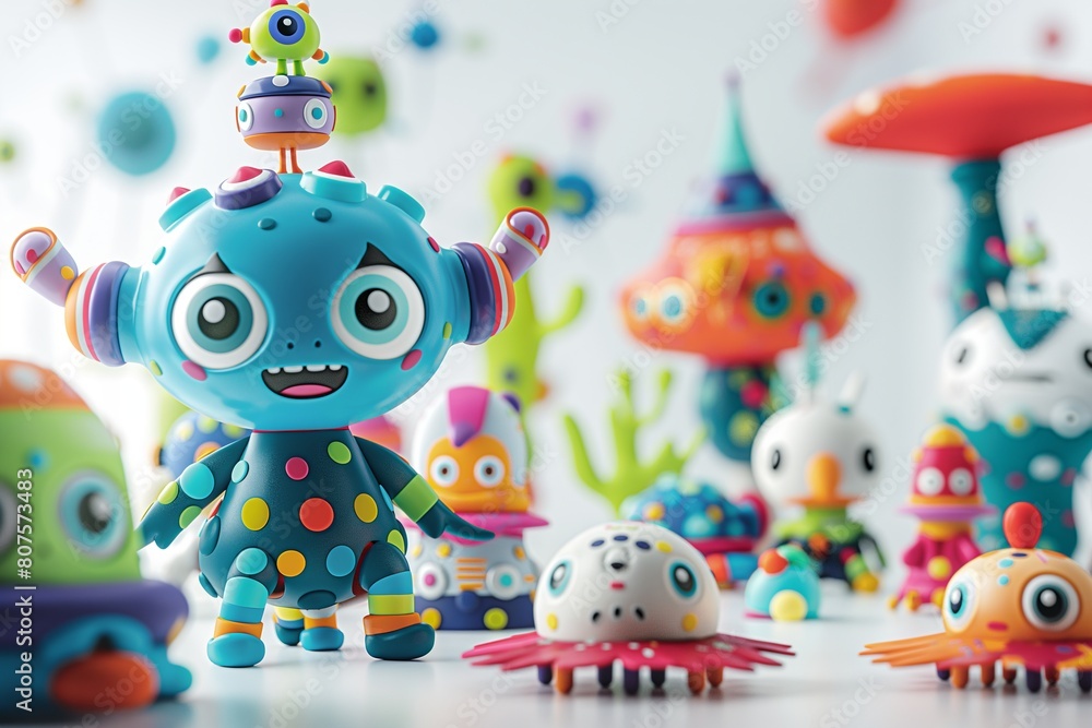 Colorful Fantasy Creatures in Dynamic Splash Art , toy art. Colorful Fantasy Creatures in Dynamic Splash Art , toy art.