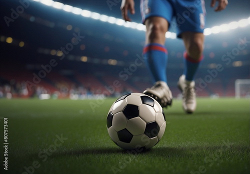 legs of a soccer player and ball, inside a stadium © Visualmind