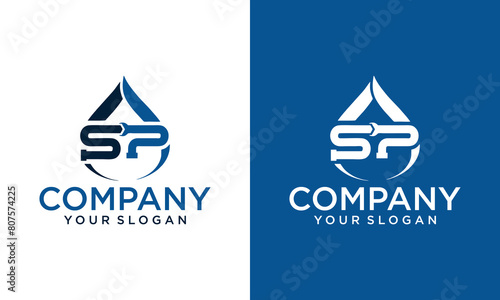 Creative Letter SP Plumbing water drop Vector logo design idea