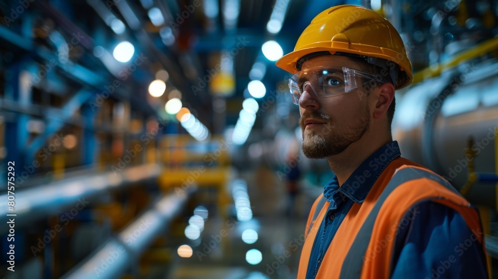 engineer conducting a safety and procedural training for workers at a wastewater treatment plant, emphasizing leadership and knowledge transfer. engineer conducting a safety and procedural training for workers at a wastewater treatment plant, emphasizing leadership and knowledge transfer.