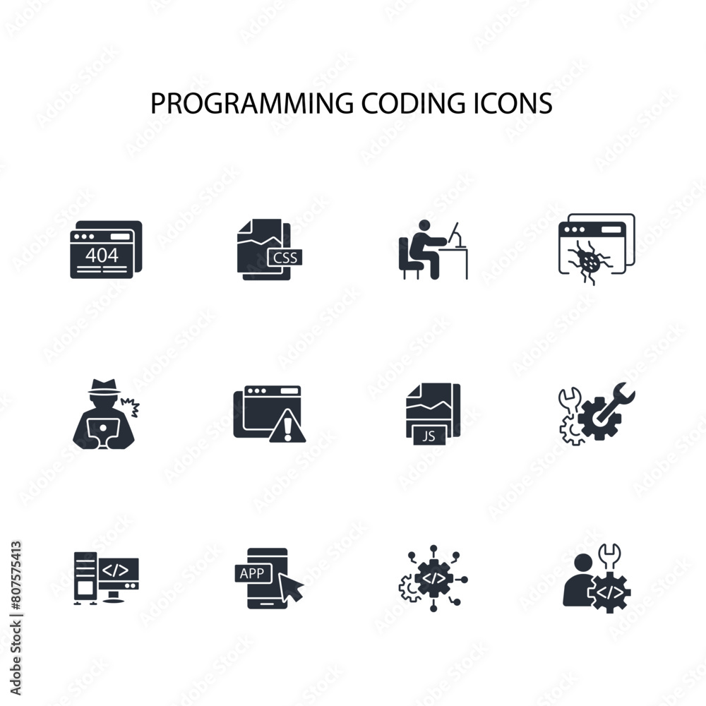 programming coding icon set.vector.Editable stroke.linear style sign for use web design,logo.Symbol illustration. programming coding icon set.vector.Editable stroke.linear style sign for use web design,logo.Symbol illustration.