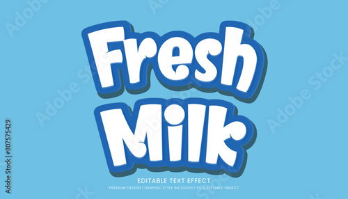 fresh milk text effect template editable design for business logo and brand