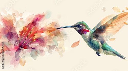 A watercolor painting of a hummingbird 