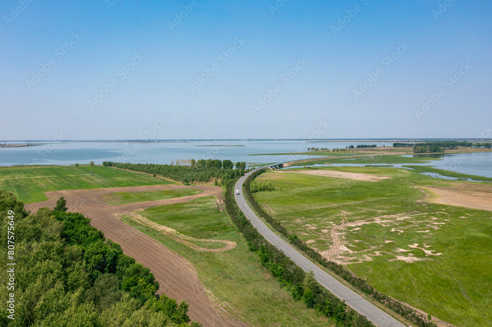 Aerial photography of riverside wetland grassland Aerial photography of riverside wetland grassland