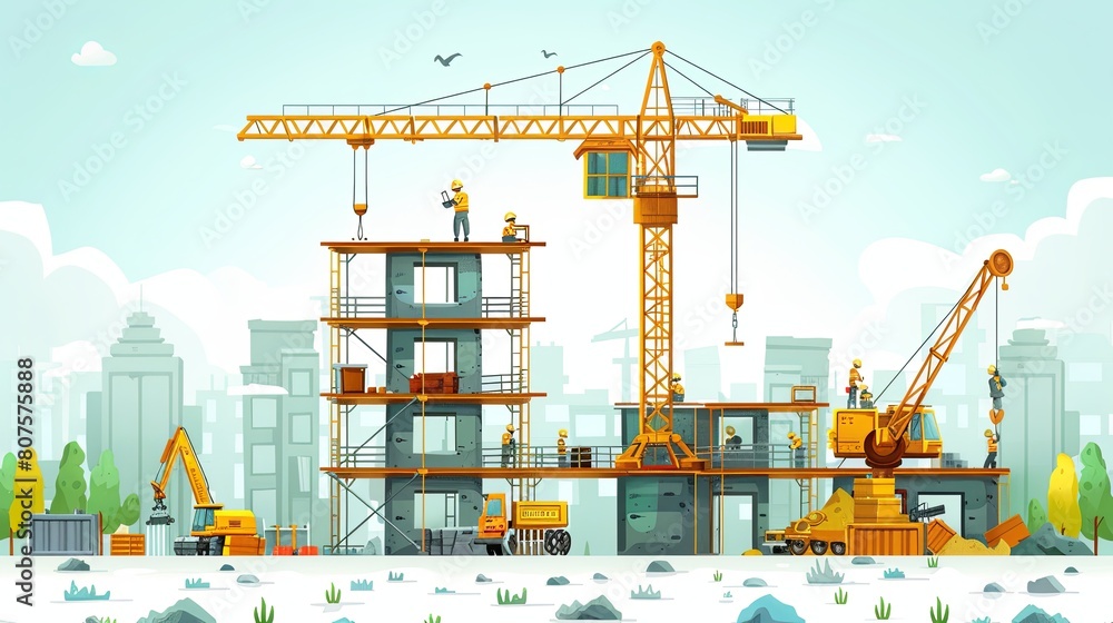 Many construction engineers are helping to build the structure and have many machines. Many construction engineers are helping to build the structure and have many machines.