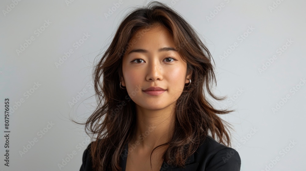 Entrepreneurial Spirit, A real photo showcasing a young Asian woman with an entrepreneurial mindset, ready to take on challenges against a neutral white backdrop. Entrepreneurial Spirit, A real photo showcasing a young Asian woman with an entrepreneurial mindset, ready to take on challenges against a neutral white backdrop.