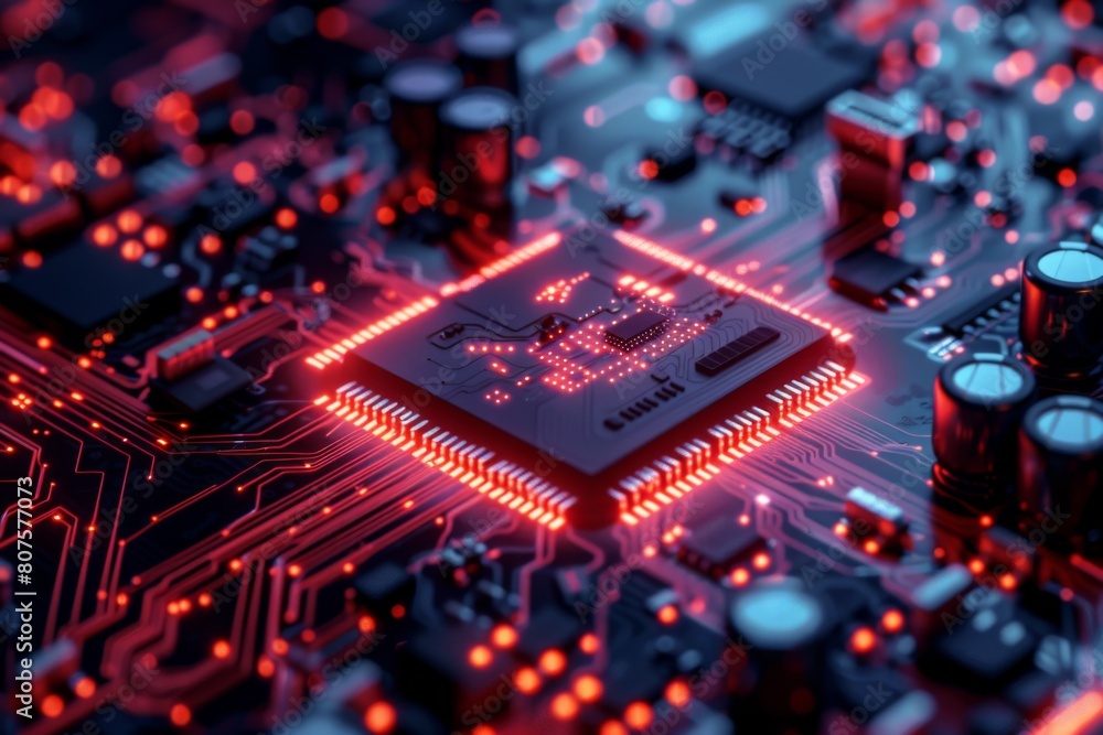 CPU processor microchip circuit board illustration created with generative ai CPU processor microchip circuit board illustration created with generative ai