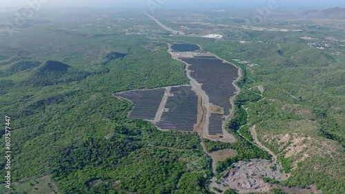 Wide shot of Solar panels park in Bani, Dominican Republic photo