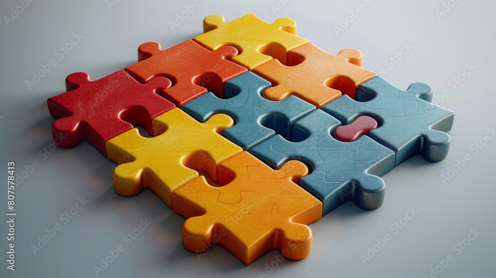 Obraz premium A creative illustration of a puzzle coming together, symbolizing problem-solving and strategy.