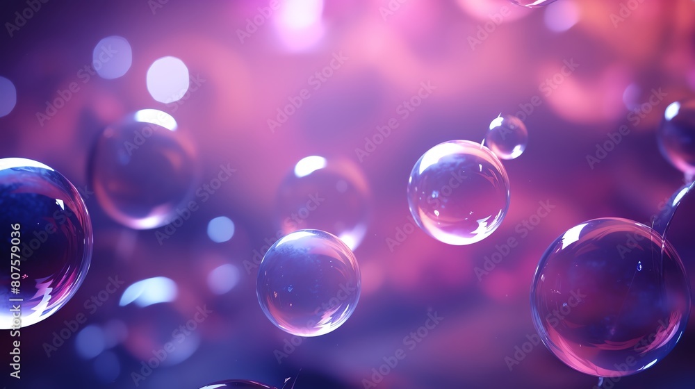 Purple bubbles floating upwards on a purple background with a soft focus.