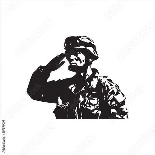Veterans Army Saluting Vector Silhouettes Bundle, Soldier silhouettes collection for Veterans Day