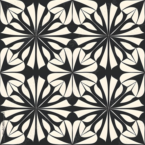 Ornate Geometric Petals Grid, Abstract Vector Seamless Pattern © Pascal