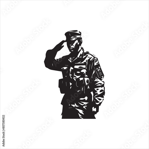 Veterans Army Saluting Vector Silhouettes Bundle, Soldier silhouettes collection for Veterans Day