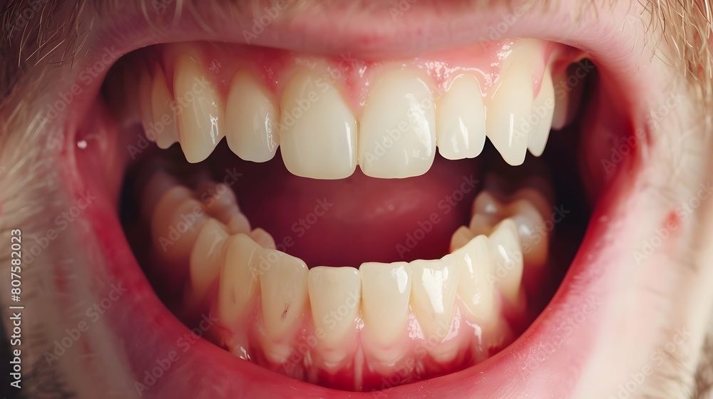 male open mouth with unhealthy teeth before and after dental whitening ...