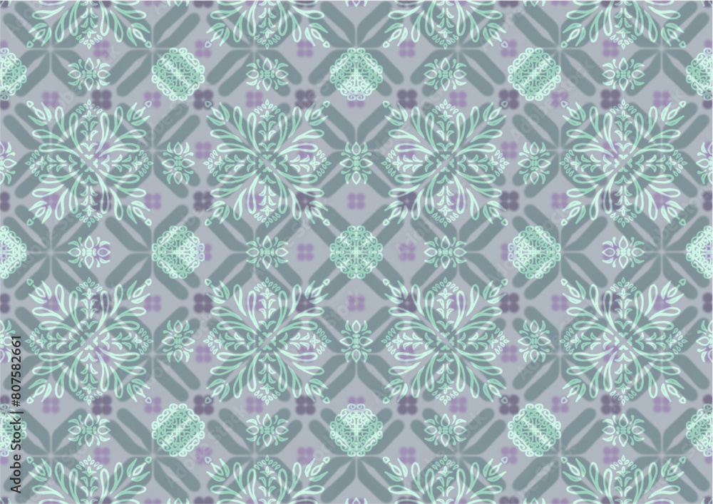 Fototapeta premium Geometrics Abstrac tMix Green Floral Background Pattern