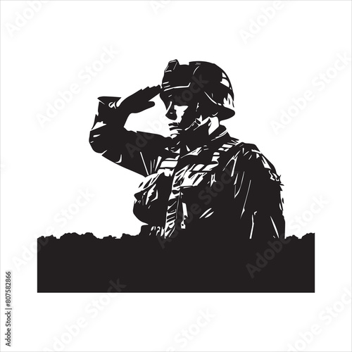 Veterans Army Saluting Vector Silhouettes Bundle, Soldier silhouettes collection for Veterans Day
