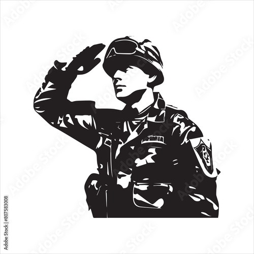 Veterans Army Saluting Vector Silhouettes Bundle, Soldier silhouettes collection for Veterans Day