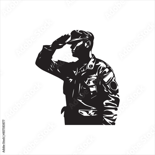 Veterans Army Saluting Vector Silhouettes Bundle, Soldier silhouettes collection for Veterans Day