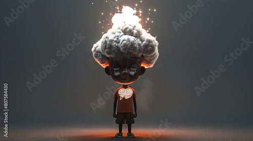 a cartoon character with smoke coming out of his head